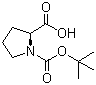 结构式 CAS# 15761-39-4, Boc-L-脯氨酸; 叔丁氧羰基-L-脯氨酸