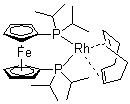 structure of CAS# 157772-65-1, 1,1'-Bis(di-isopropylphosphino)ferrocene(1,5-cyclooctadiene)rhodium(I)