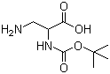 结构式 CAS# 159002-17-2, 3-氨基-N-叔丁氧羰基丙氨酸