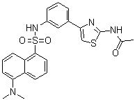 结构式 CAS# 1609402-14-3, N-[4-[3-[[[5-(二甲基氨基)-1-萘基]磺酰基]氨基]苯基]-2-噻唑基]乙酰胺