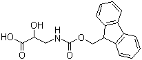 structure of CAS# 161125-36-6, Fmoc-DL-Isoser-OH;3-(Fmoc-amino)-2-hydroxypropanoic acid; 3-[[(9H-fluoren-9-ylmethoxy)carbonyl]amino]-2-hydroxypropanoic acid