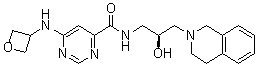 structure of CAS# 1616391-65-1, N-[(2S)-3-(3,4-Dihydro-2(1H)-isoquinolinyl)-2-hydroxypropyl]-6-(3-oxetanylamino)-4-pyrimidinecarboxamide