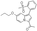 structure of CAS# 1619994-68-1, 1-[1-[2-(Methylsulfonyl)phenyl]-7-propoxy-3-indolizinyl]ethanone