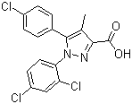 structure of CAS# 162758-35-2, 5-(4-Chlorophenyl)-1-(2,4-dichlorophenyl)-4-methylpyrazole-3-carboxylic acid ;5-(4-Chlorophenyl)-1-(2,4-dichlorophenyl)-4-methyl-1H-pyrazole-3-carboxylic acid