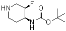 结构式 CAS# 1630815-57-4, N-[(3R,4S)-3-氟-4-哌啶基]氨基甲酸叔丁酯