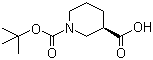 结构式 CAS# 163438-09-3, N-Boc-(R)-3-甲酸哌啶; N-叔丁氧羰基-(R)-3-甲酸哌啶
