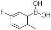 structure of CAS# 163517-62-2, 5-Fluoro-2-methylphenylboronic acid;5-Fluoro-2-methylbenzeneboronic acid; (5-Fluoro-2-methylphenyl)boronic acid
