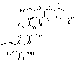 structure of CAS# 165522-16-7, 2-Chloro-4-nitrophenyl O-alpha-D-glucopyranosyl-(1→4)-O-alpha-D-glucopyranosyl-(1→4)-beta-D-glucopyranoside