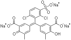 structure of CAS# 1667-99-8, Mordant Blue 29;C.I. 43825; Chrome Azurol S; Trisodium 5-[(3-carboxylato-5-methyl-4-oxo-2,5-cyclohexadien-1-ylidene)(2,6-dichloro-3-sulphonatophenyl)methyl]-2-hydroxy-3-methylbenzoate