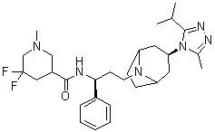5,5-Difluoro-1-methyl-N-[(1S)-3-[(3-exo)-3-[3-methyl-5-(1-methylethyl)-4H-1,2,4-triazol-4-yl]-8-azabicyclo[3.2.1]oct-8-yl]-1-phenylpropyl]-3-piperidinecarboxamide molecular structure (CAS 1673575-97-7)