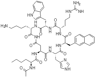 结构式 CAS# 168482-23-3, N-乙酰基-L-正亮氨酰-L-alpha-天冬氨酰-L-组氨酰-3-(2-萘基)-D-丙氨酰-L-精氨酰-L-色氨酰-L-赖氨酰胺(2→7)-内酰胺