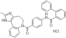 结构式 CAS# 168626-94-6, 盐酸考尼伐坦; N-[4-(2-甲基-4,5-二氢-3H-咪唑并[4,5-d][1]苯并氮杂卓-6-甲酰基)苯基]-2-苯基苯甲酰胺盐酸盐