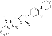 结构式 CAS# 168828-89-5, (S)-N-[[3-(3'-氟-4'-吗啉基苯基)-2-氧代-5-噁唑烷基]甲基]邻苯二甲酰亚胺