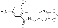 结构式 CAS# 169043-96-3, 6-氨基-2-(1,3-苯并二氧杂环戊烯-5-基甲基)-4-溴-2,3-二氢-1H-异吲哚-1-酮