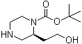 结构式 CAS# 169448-17-3, (S)-2-(2-羟基乙基)哌嗪-1-羧酸叔丁酯