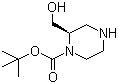 结构式 CAS# 169448-87-7, (R)-1-Boc-2-羟甲基哌嗪; (R)-2-羟甲基哌嗪-1-甲酸叔丁酯