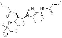 structure of CAS# 16980-89-5, N-6,O-2'-Dibutyryladenosine cyclic 3',5'-monophosphate sodium salt;ibutyryl cyclic AMP sodium; Dibutyryl cyclic AMP sodium salt; Dibutyryl-cAMP sodium salt