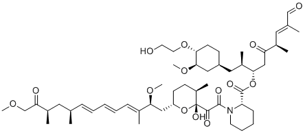structure of CAS# 1708118-13-1, Everolimus Ring-Opening Impurity;[(E,2R,3S,6R)-1-[(1S,3R,4R)-4-(2-hydroxyethoxy)-3-methoxycyclohexyl]-2,6,8-trimethyl-5,9-dioxonon-7-en-3-yl] (2S)-1-[2-[(2R,3R,6S)-6-[(2S,3E,5E,7E,9S,11R)-2,13-dimethoxy-3,9,11-trimethyl-12-oxotrideca-3,5,7-trienyl]-2-hydroxy-3-methyloxan-2-yl]-2-oxoacetyl]piperidine-2-carboxylate