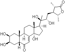 structure of CAS# 17086-76-9, Cyasterone;(3S,4S,5R)-4-[(2R,3R)-2,3-Dihydroxy-3-[(2S,3R,5R,9R,10R,13R,14S,17S)-2,3,14-trihydroxy-10,13-dimethyl-6-oxo-2,3,4,5,9,11,12,15,16,17-decahydro-1H-cyclopenta[a]phenanthren-17-yl]butyl]-3,5-dimethyloxolan-2-one
