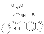 structure of CAS# 171752-68-4, cis-(1R,3R)-1,2,3,4-Tetrahydro-1-(3,4-methylenedioxyphenyl)-9H-pyrido[3,4-b]indole-3-carboxylic acid methyl ester hydrochloride;methyl (1R,3R)-1-(1,3-benzodioxol-5-yl)-2,3,4,9-tetrahydro-1H-pyrido[3,4-b]indole-3-carboxylate hydrochloride