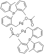 structure of CAS# 172418-32-5, trans-Bis(acetato)bis[2-[bis(2-methylphenyl)phosphino]benzyl]dipalladium(II)