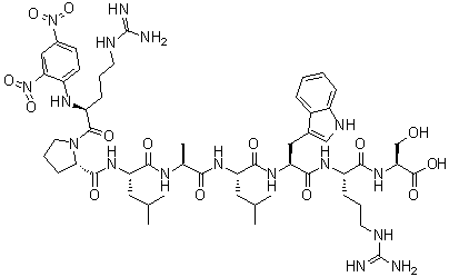 structure of CAS# 172666-82-9, N2-(2,4-Dinitrophenyl)-L-arginyl-L-prolyl-L-leucyl-L-alanyl-L-leucyl-L-tryptophyl-L-arginyl-L-serine
