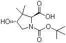 结构式 CAS# 173913-66-1, (2S,4R)-N-Boc-4-羟基-3,3-二甲基吡咯烷-2-甲酸; (2S,4R)-N-叔丁氧羰基-4-羟基-3,3-二甲基吡咯烷-2-甲酸