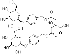 structure of CAS# 174972-80-6, Parishin C;3-Carboxy-3-hydroxy-1,5-dioxo-1,5-pentanediylbis(oxymethylene-4,1-phenylene) bis-beta-D-glucopyranoside