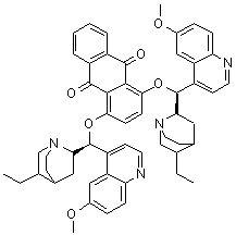 structure of CAS# 176298-44-5, 1,4-Bis(dihydroquinidine)anthraquinone;(DHQD)2AQN; 1,4-Bis(9-O-dihydroquinidinyl)anthraquinone