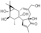 structure of CAS# 17673-25-5, 4beta-Phorbol;(1aR,1bS,4aR,7aS,7bS,8R,9R,9aS)-1,1a,1b,4,4a,7a,7b,8,9,9a-Decahydro-4a,7b,9,9a-tetrahydroxy-3-(hydroxymethyl)-1,1,6,8-tetramethyl-5H-cyclopropa[3,4]benz[1,2-e]azulen-5-one; (+)-Phorbol; 4beta-Phorbol; NSC 154778