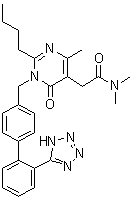 结构式 CAS# 178554-19-3, 2-丁基-1,6-二氢-N,N,4-三甲基-6-氧代-1-[[2'-(1H-四唑-5-基)[1,1'-联苯]-4-基]甲基]-5-嘧啶乙酰胺