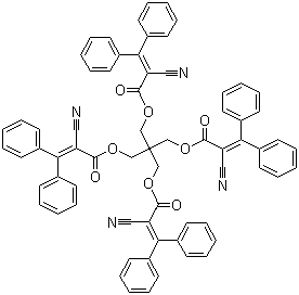 structure of CAS# 178671-58-4, Uvinul 3030;Pentaerythritol tetrakis(2-cyano-3,3-diphenylacrylate); 1,3-Bis-[(2'-cyano-3',3'-diphenylacryloyl)oxy]-2,2-bis-[[(2'-cyano-3',3'-diphenylacryloyl)oxy]methyl]propane