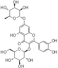 结构式 CAS# 18016-58-5, 槲皮素 3-葡糖苷 7-鼠李糖苷