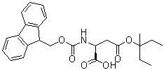 structure of CAS# 180675-08-5, N-[(9H-Fluoren-9-ylmethoxy)carbonyl]-L-aspartic acid 4-(1-ethyl-1-methylpropyl) ester