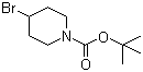 结构式 CAS# 180695-79-8, 1-Boc-4-溴哌啶; 4-溴哌啶-1-甲酸叔丁酯