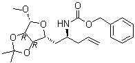 甲基 5,6,7,8,9-五脱氧-2,3-O-(亚丙基)-6-[[(苯基甲氧基)羰基]氨基]-alpha-L-塔罗-壬-8-烯呋喃糖苷分子结构 (CAS 180776-29-8)