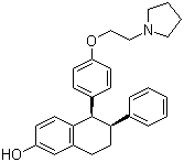 structure of CAS# 180916-16-9, Lasofoxifene;(5R,6S)-5,6,7,8-Tetrahydro-6-phenyl-5-(4-(2-(1-pyrrolidinyl)ethoxy)phenyl)-2-naphthalenol