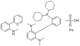 structure of CAS# 1810068-32-6, CPhos Pd G4;[2'-(Dicyclohexylphosphino-?P)-N2,N2,N6,N6-tetramethyl[1,1'-biphenyl]-2,6-diamine](methanesulfonato-?O)[2'-(methylamino-?N)[1,1'-biphenyl]-2-yl-?C]palladium
