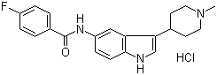 结构式 CAS# 182563-08-2, 4-氟-N-(3-(1-甲基哌啶-4-基)-1H-吲哚-5-基)苯甲酰胺盐酸盐