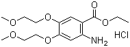 structure of CAS# 183322-17-0, 2-Amino-4,5-bis(2-methoxyethoxy)benzoic acid ethyl ester hydrochloride