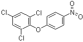 structure of CAS# 1836-77-7, 1,3,5-Trichloro-2-(4-nitrophenoxy)benzene;1-Nitro-4-(2,4,6-trichlorophenoxy)benzene; 2,4,6-Trichloro-4'-nitrodiphenyl ether; 2,4,6-Trichlorophenyl 4-nitrophenyl ether; 2,4,6-Trichlorophenyl p-nitrophenyl ether; 2',4',6'-Trichloro-4-nitrodiphenyl ether; 4-Nitrophenyl 2,4,6-trichlorophenyl ether