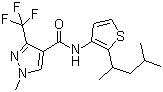 结构式 CAS# 183675-82-3, 吡噻菌胺; (RS)-N-[2-(1,3-二甲基丁基)-3-噻酚基]-1-甲基-3-(三氟甲基)-1H-吡唑-4-甲酰胺