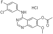 结构式 CAS# 184475-70-5, 4-(3-氯-4-氟苯基氨基)-7-甲氧基喹唑啉-6-基乙酸酯盐酸盐
