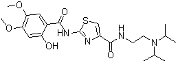 structure of CAS# 185106-16-5, Acotiamide;N-[2-[Bis(1-methylethyl)amino]ethyl]-2-[(2-hydroxy-4,5-dimethoxybenzoyl)amino]-4-thiazolecarboxamide