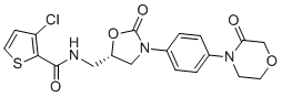 structure of CAS# 1855920-54-5, 3-chloro Rivaroxaban;3-Chloro-N-({(5S)-2-oxo-3-[4-(3-oxo-4-morpholinyl)phenyl]-1,3-oxazolidin-5-yl}methyl)-2-thiophenecarboxamide