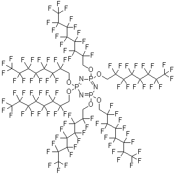structure of CAS# 186043-52-7, 2,2,4,4,6,6-Hexahydro-2,2,4,4,6,6-hexakis[(2,2,3,3,4,4,5,5,6,6,7,7,8,8,8-pentadecafluorooctyl)oxy]-1,3,5,2,4,6-triazatriphosphorine