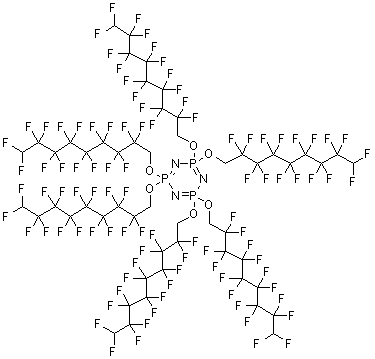 结构式 CAS# 186043-67-4, 2,2,4,4,6,6-六((2,2,3,3,4,4,5,5,6,6,7,7,8,8,9,9-十六氟壬基氧基)-2,2,4,4,6,6-六氢-1,3,5,2,4,6-三氮杂三磷杂苯