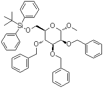 Methyl 6-O-[(1,1-dimethylethyl)diphenylsilyl]-2,3,4-tris-O-(phenylmethyl)-alpha-D-mannopyranoside molecular structure (CAS 186540-03-4)