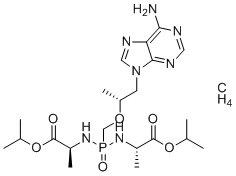 structure of CAS# 1883563-86-7, Tenofovir Related Compound 8;methane;propan-2-yl (2S)-2-[[[(2R)-1-(6-aminopurin-9-yl)propan-2-yl]oxymethyl-[[(2S)-1-oxo-1-propan-2-yloxypropan-2-yl]amino]phosphoryl]amino]propanoate