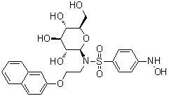structure of CAS# 188480-51-5, N-beta-D-Glucopyranosyl-4-(hydroxyamino)-N-[2-(2-naphthalenyloxy)ethyl]-benzenesulfonamide;Sch 54292